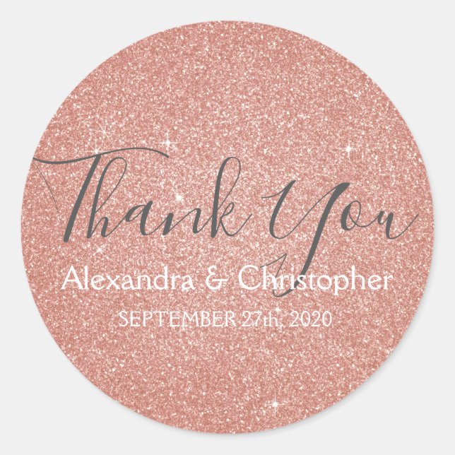 Adesivo Redondo Rosa rosa rosa Dourada Brilhante e Brilhante Obrig (Frente)