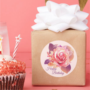 Adesivo Redondo Rosa Rosa Rosa Rosa Bela Solteiro