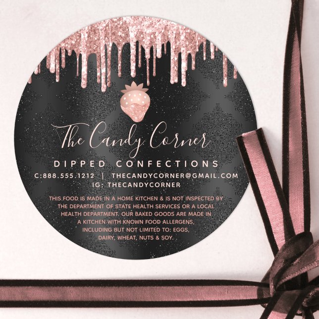 Adesivo Redondo Rosa Rosa Rosa Rosa Dourada Morango Morango Brilha (Criador carregado)