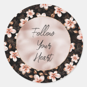 Adesivo Redondo Rosa Rosa Rosa Rosa Dourada, Rosa Negra