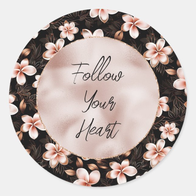 Adesivo Redondo Rosa Rosa Rosa Rosa Dourada, Rosa Negra (Frente)