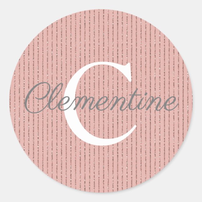 Adesivo Redondo Rosa Rosa Rosa Rosa Rosa Rosa Dourada Glitter Stri (Frente)