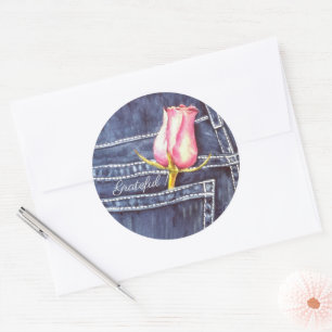 Adesivo Redondo Rosa Rosa Rosa Watercolor Floral