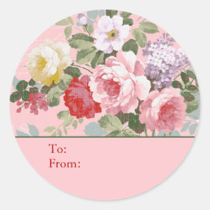 Adesivo Redondo Rosa Rosa Shabby Chic Personalizada Para e De