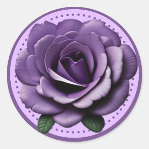 Adesivo Redondo Rosa Roxa Vibrante – Design Floral Elegante