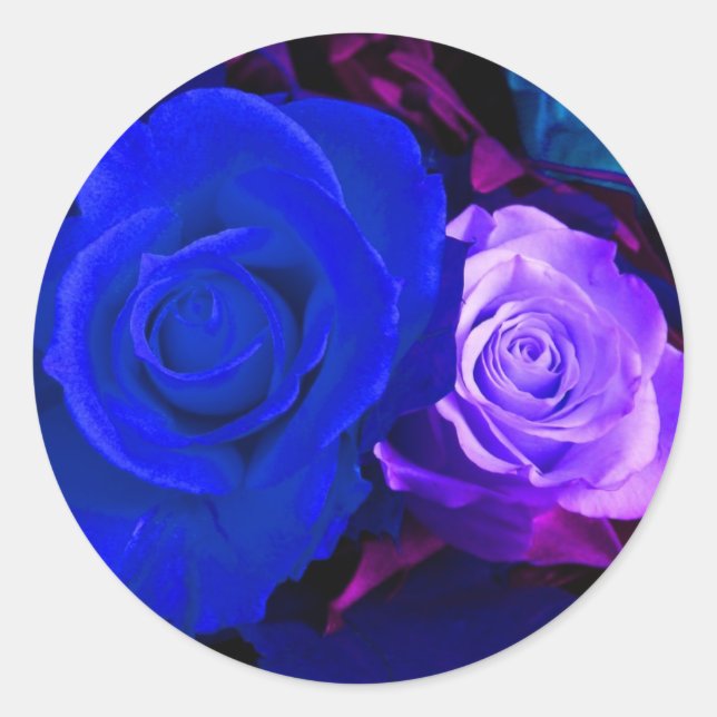 Adesivo Redondo Rosa Roxo Azul - Personalizável (Frente)