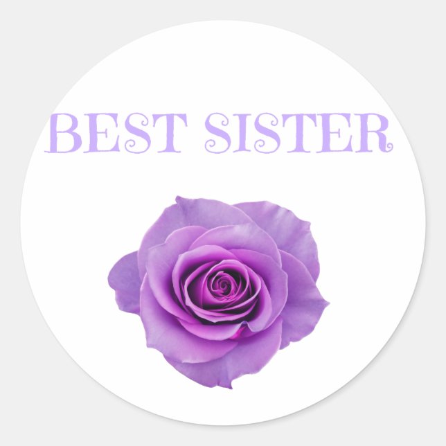 Adesivo Redondo Rosa Roxo Melhor Irmã (Frente)