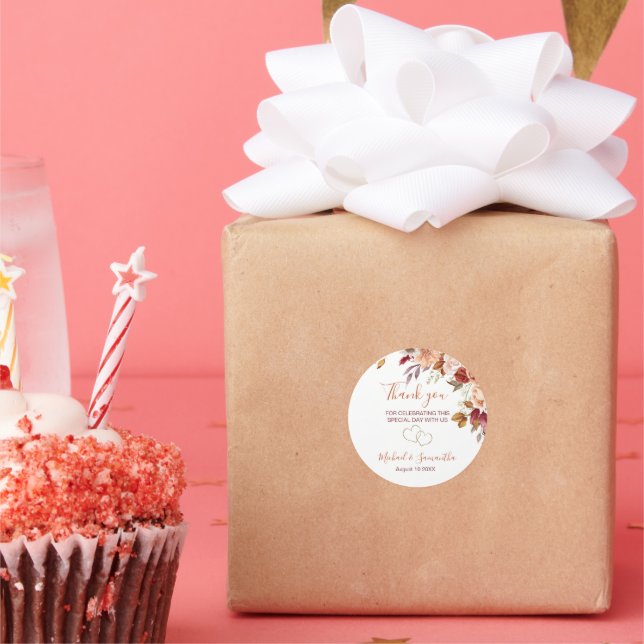 Adesivo Redondo Rosa russo e Casamento outono de crisântemo (Festa)