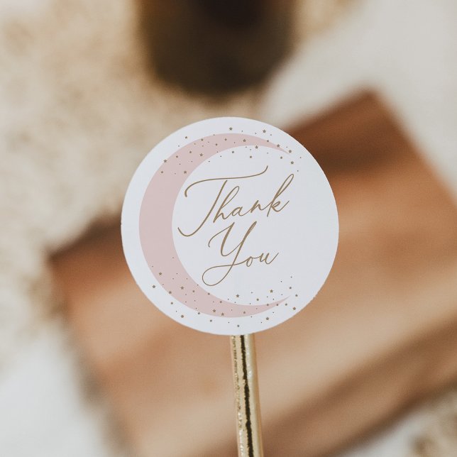 Adesivo Redondo Rosa Sobre o Chá de fraldas da Moon Girl (Criador carregado)