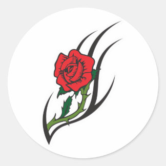 Adesivo Redondo Rosa Tattoo Design