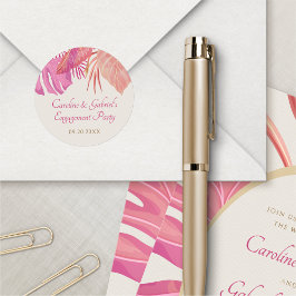 Adesivo Redondo Rosa tropical de praia