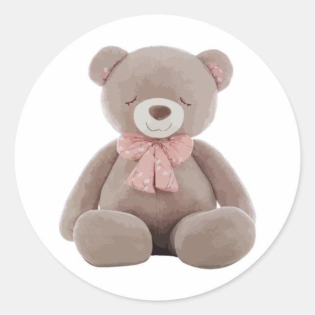 Adesivo Redondo Rosa Urso (Frente)