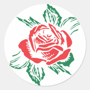 Adesivo Redondo Rosa vermelha