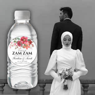 Adesivo Redondo rosa vermelha de casamento muçulmana de zamzam wat