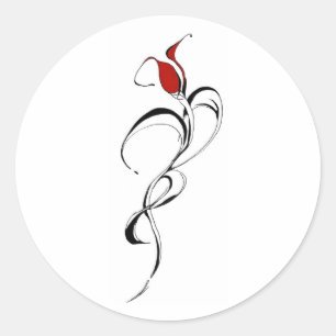 Adesivo Redondo Rosa vermelha de Design Tribal