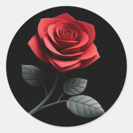 Adesivo Redondo Rosa vermelha do solteiro-