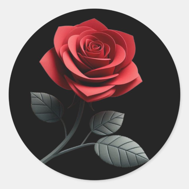 Adesivo Redondo Rosa vermelha do solteiro- (Frente)