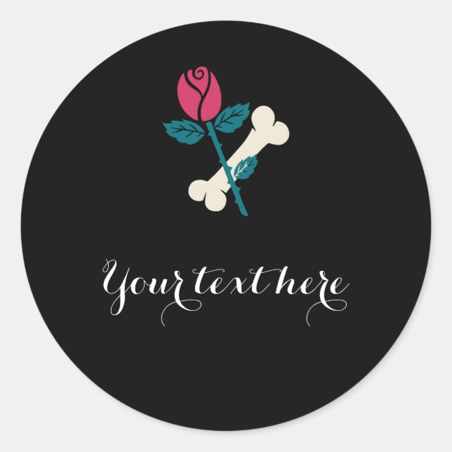 Adesivo Redondo Rosa vermelha e Bone Dia de Los Muertos Festa de H (Frente)