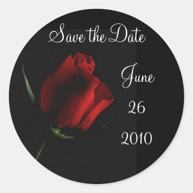 Adesivo Redondo Rosa vermelha em preto personalize-o (Frente)