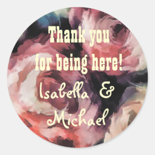 Adesivo Redondo rosa vermelha, floral, elegante, flora, retrô