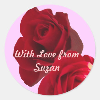 Adesivo Redondo Rosa vermelha Gift Sticker