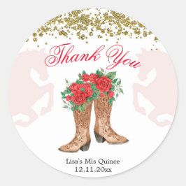 Adesivo Redondo Rosa vermelha Mexicana Mis Quince Sticker