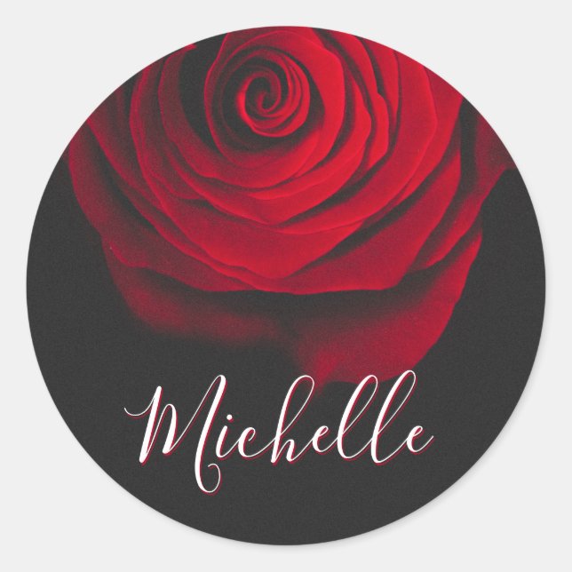 Adesivo Redondo Rosa vermelha monográfica personalizada fotografia (Frente)