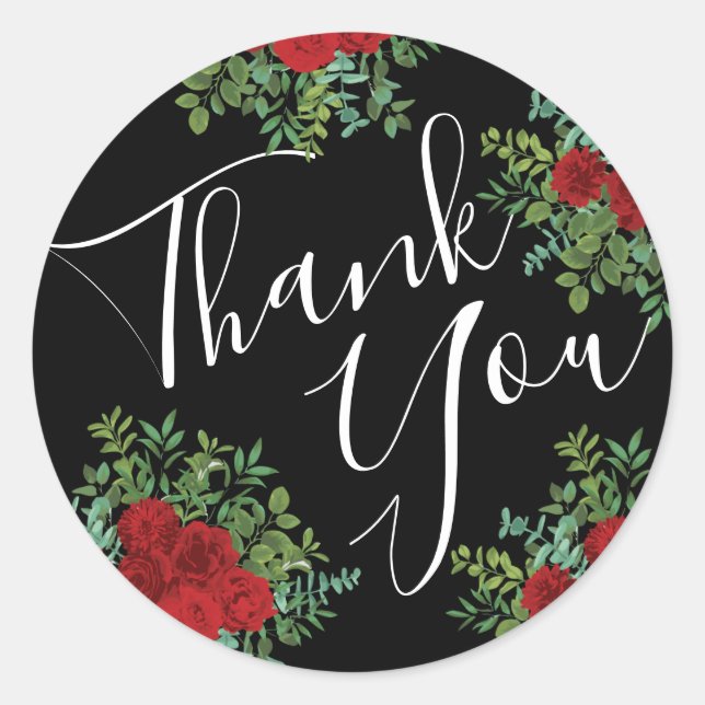 Adesivo Redondo Rosa vermelha Negra Casamento Gótico Escuro (Frente)