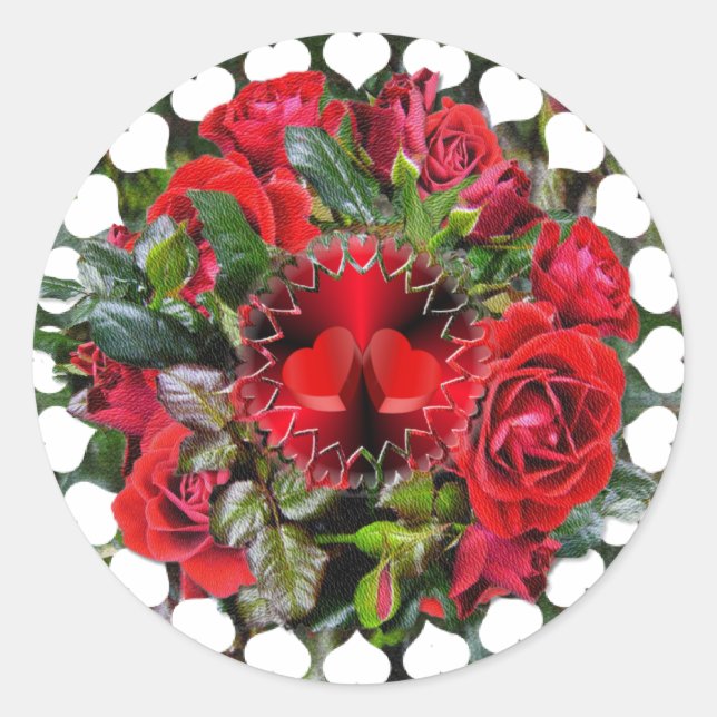 Adesivo Redondo Rosa vermelha ~ Sticker/Envelope Seletor (Frente)