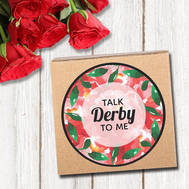 Adesivo Redondo Rosa vermelha Talk Derby para Mim (Red Roses Talk Derby to Me Round Stickers)