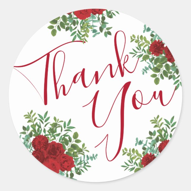 Adesivo Redondo Rosa vermelha Wedding (Frente)