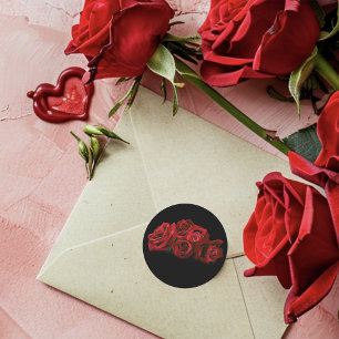 Adesivo Redondo Rosa vermelha White Black