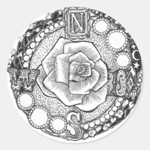 Adesivo Redondo Rosa Victorian Compass