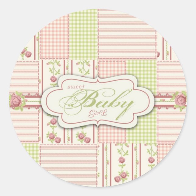 Adesivo Redondo Rosa Victorian Quilt Sticker 2 (Frente)