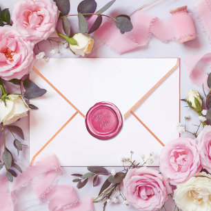 Adesivo Redondo Rosa Vintage Fofo Personalizado Inicial Realist