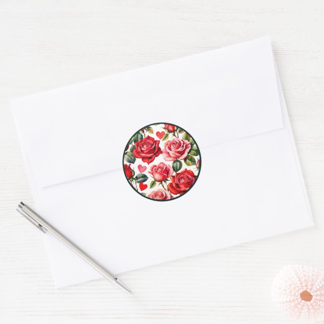 Adesivo Redondo Rosas (Envelope)