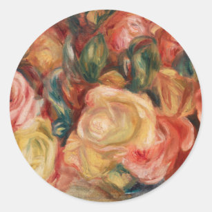 Adesivo Redondo Rosas (1912) apresentada por Pierre-Auguste Renoir