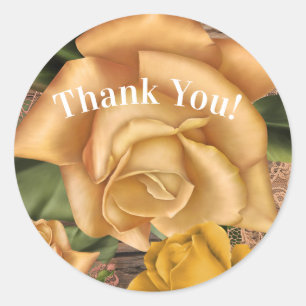 Adesivo Redondo Rosas Amarelas e Chá de panela de Madeira Rústica