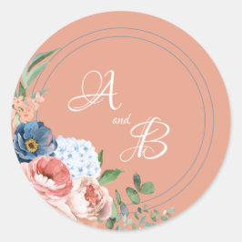 Adesivo Redondo Rosas azuis e azuis