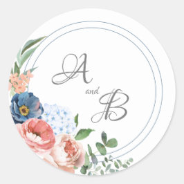 Adesivo Redondo Rosas azuis e azuis