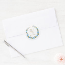 Adesivo Redondo Rosas azuis empoeiradas elegantes Respiro de Bebê 