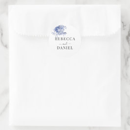 Adesivo Redondo rosas azuis empoeiradas rústicas e outras flores