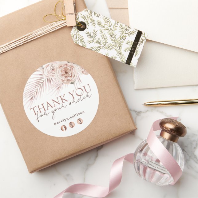 Adesivo Redondo Rosas Boho (Presentear)