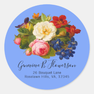 Adesivo Redondo Rosas brancas cor-de-rosa Vermelho Laranja Azul Bo