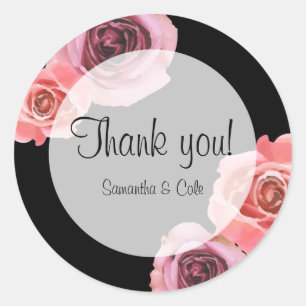 Adesivo Redondo Rosas Cor-de-Rosa e Roxas de Primavera Ousadas