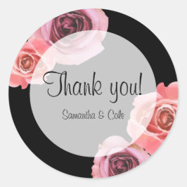 Adesivo Redondo Rosas Cor-de-Rosa e Roxo Intensas de Primavera