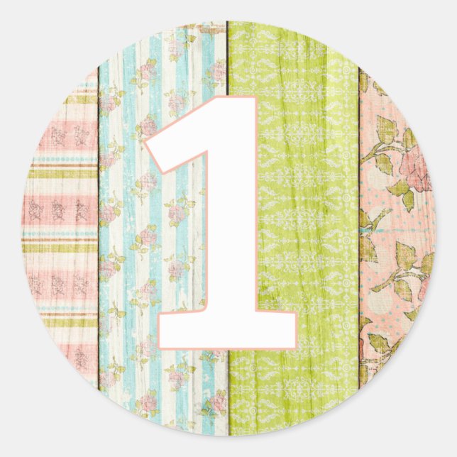 Adesivo Redondo Rosas De Algodão Para Chiques primeiros aniversari (Frente)