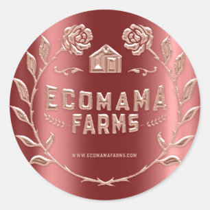 Adesivo Redondo Rosas de amostra de logotipo bicomponente personal