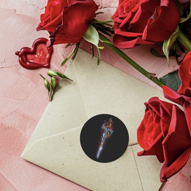 Adesivo Redondo Rosas de espadas do Dragão Vermelho (Criador carregado)