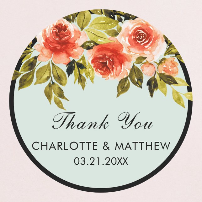 Adesivo Redondo Rosas De Mola Verde Da Mint (Criador carregado)